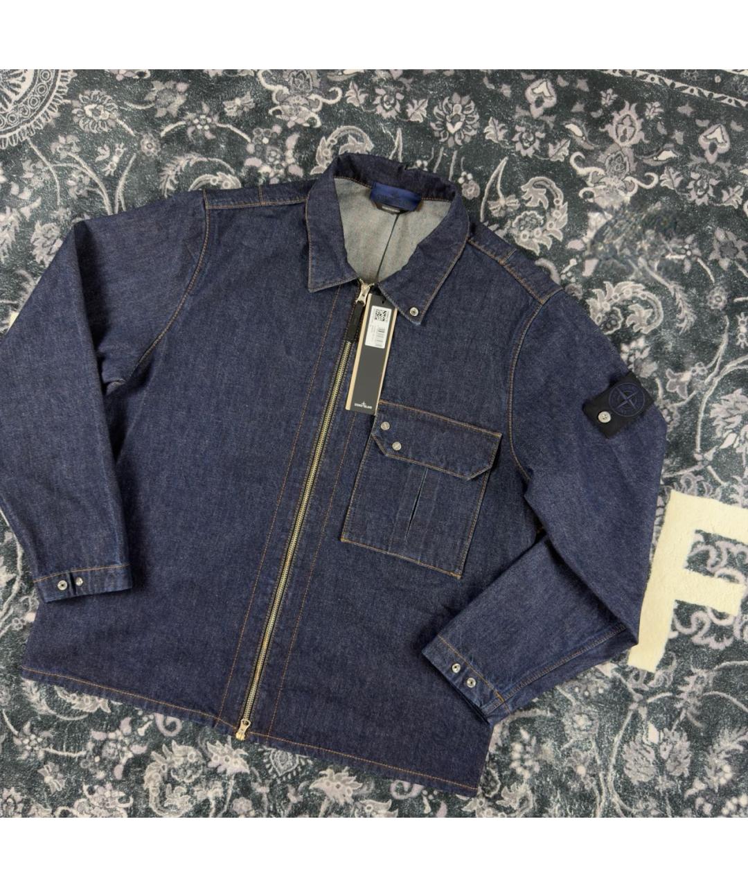 STONE ISLAND Темно-синяя хлопковая куртка, фото 2