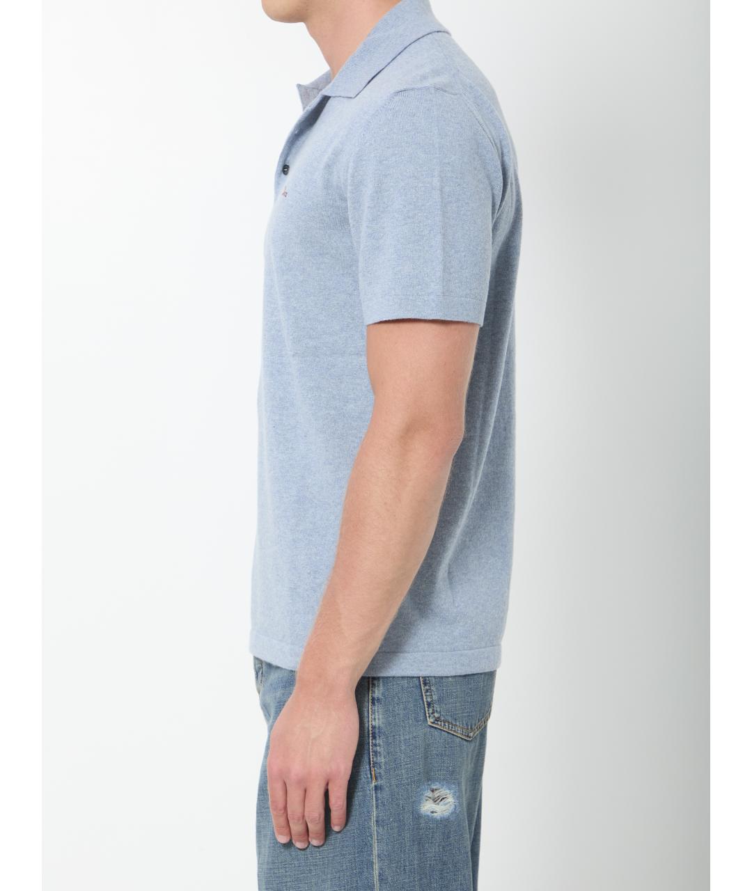 CHRISTIAN DIOR Голубое хлопковое поло с коротким рукавом, фото 3