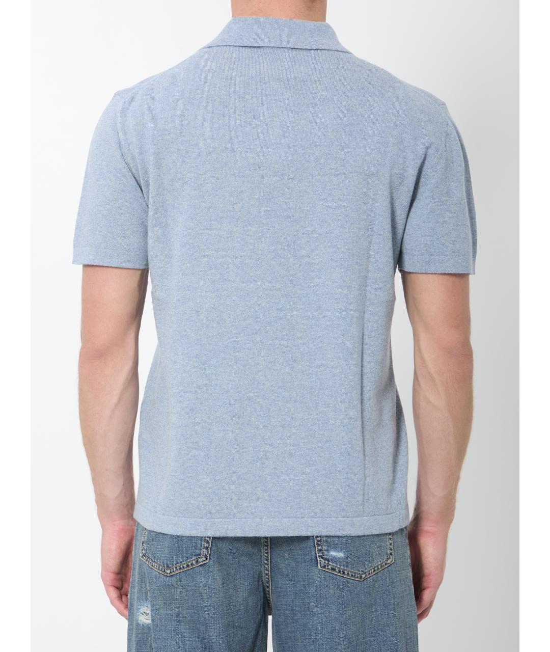 CHRISTIAN DIOR Голубое хлопковое поло с коротким рукавом, фото 4