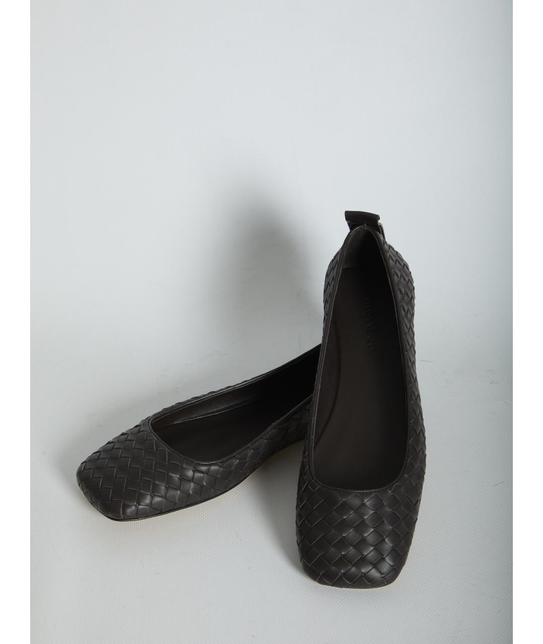 BOTTEGA VENETA Коричневые кожаные балетки, фото 5