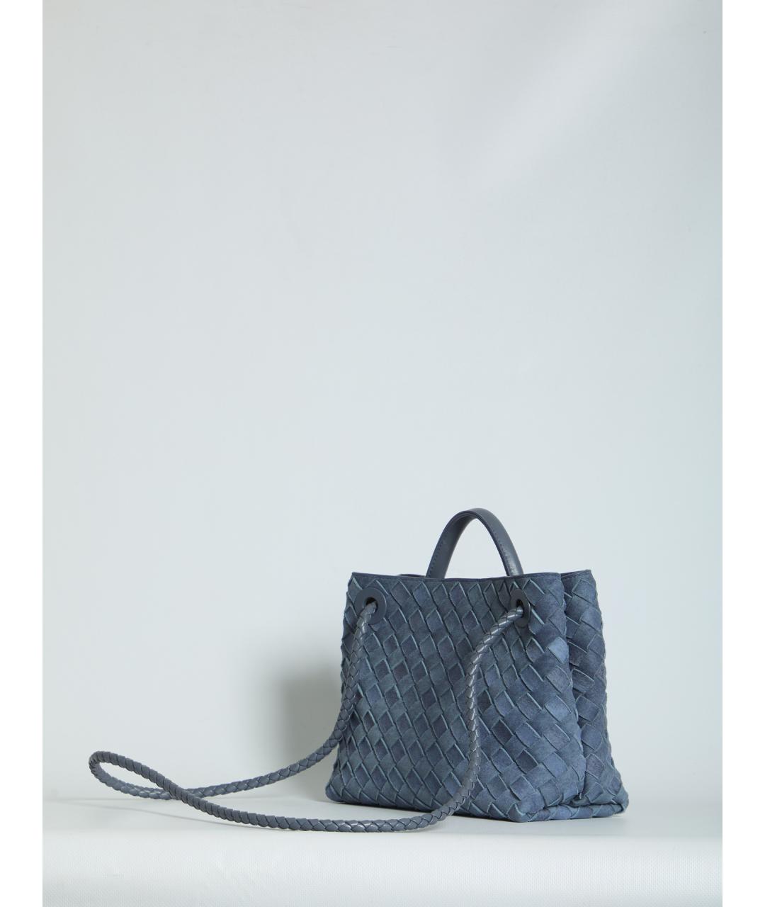 BOTTEGA VENETA Голубая замшевая сумка с короткими ручками, фото 3