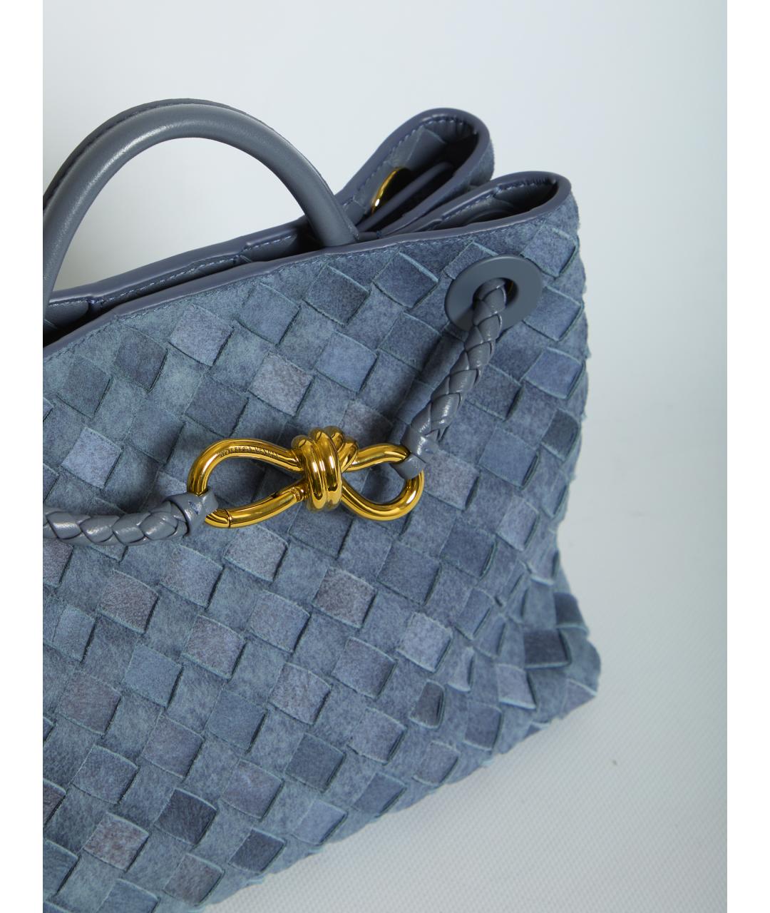 BOTTEGA VENETA Голубая замшевая сумка с короткими ручками, фото 4