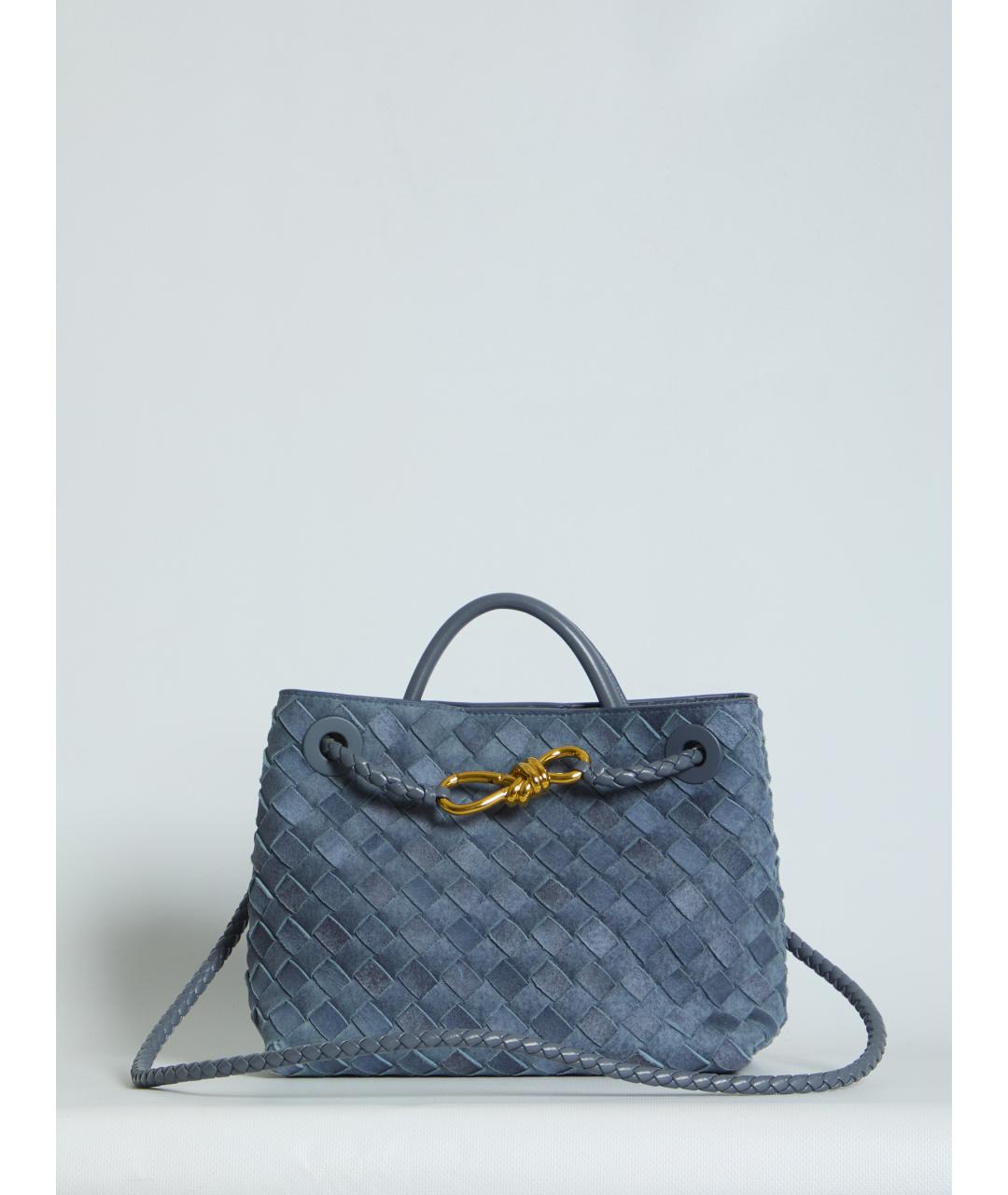 BOTTEGA VENETA Голубая замшевая сумка с короткими ручками, фото 5