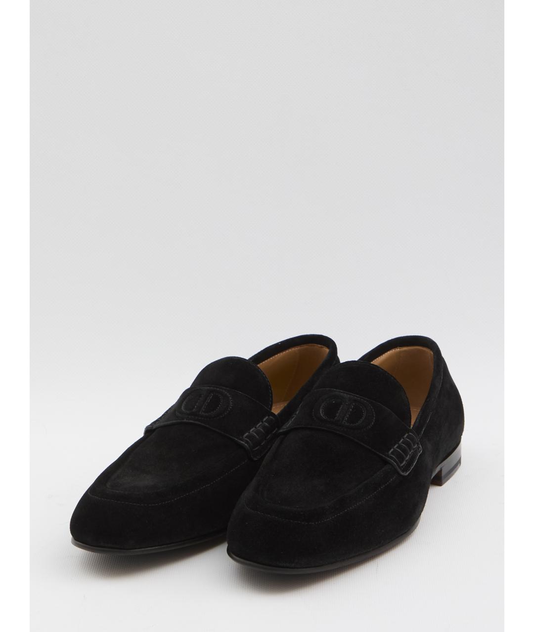 CHRISTIAN DIOR Черные замшевые лоферы, фото 2