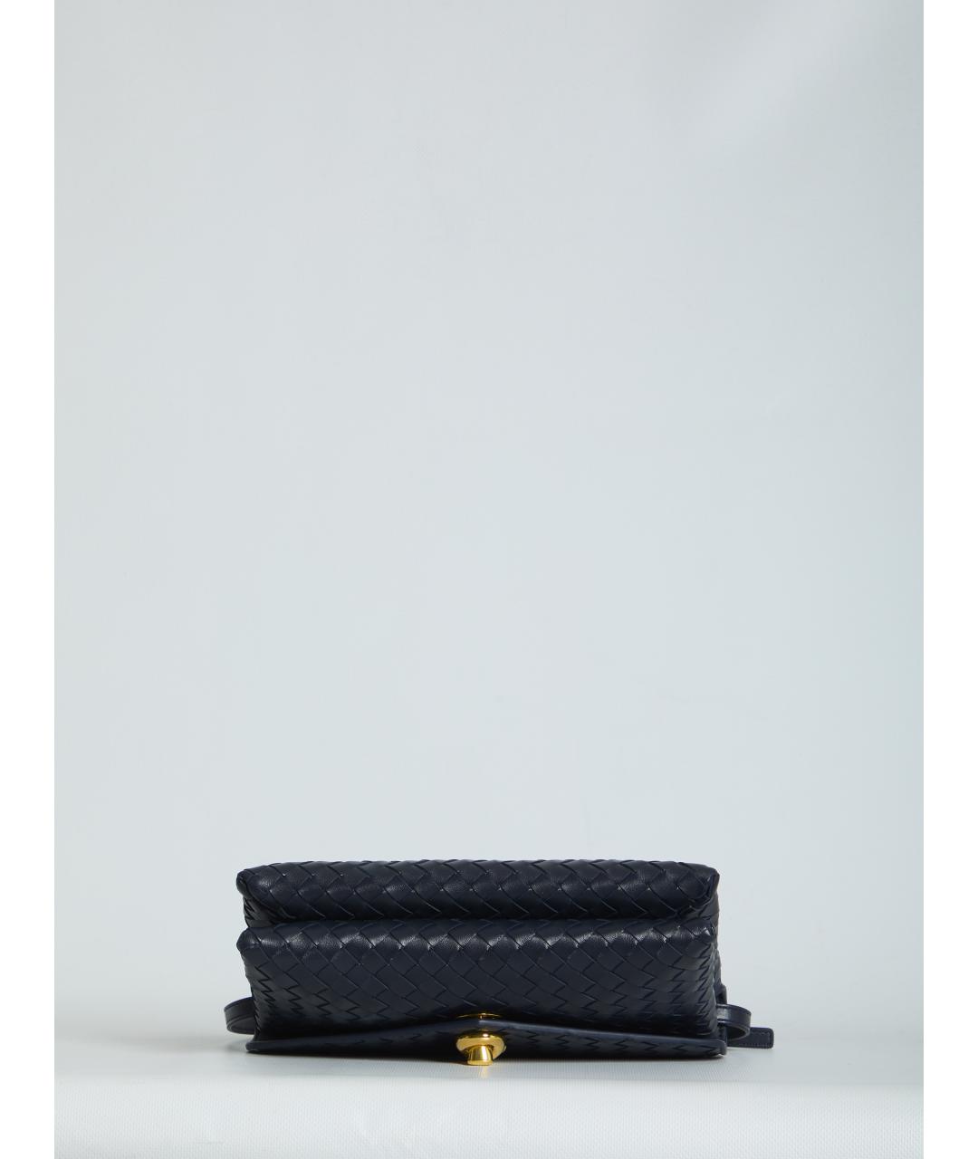 BOTTEGA VENETA Темно-синяя кожаная сумка с короткими ручками, фото 3