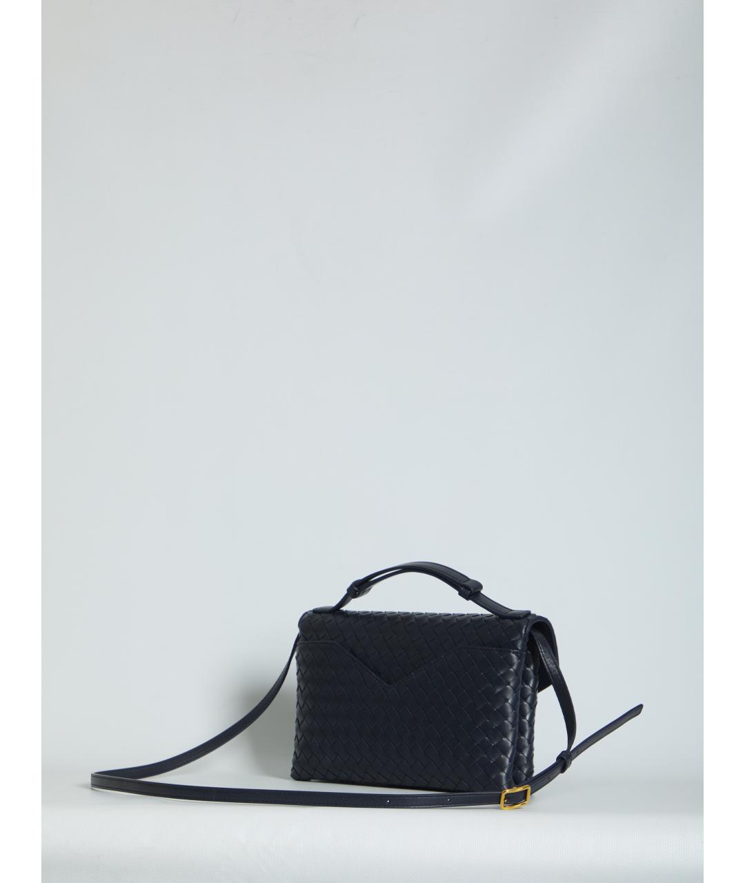BOTTEGA VENETA Темно-синяя кожаная сумка с короткими ручками, фото 2