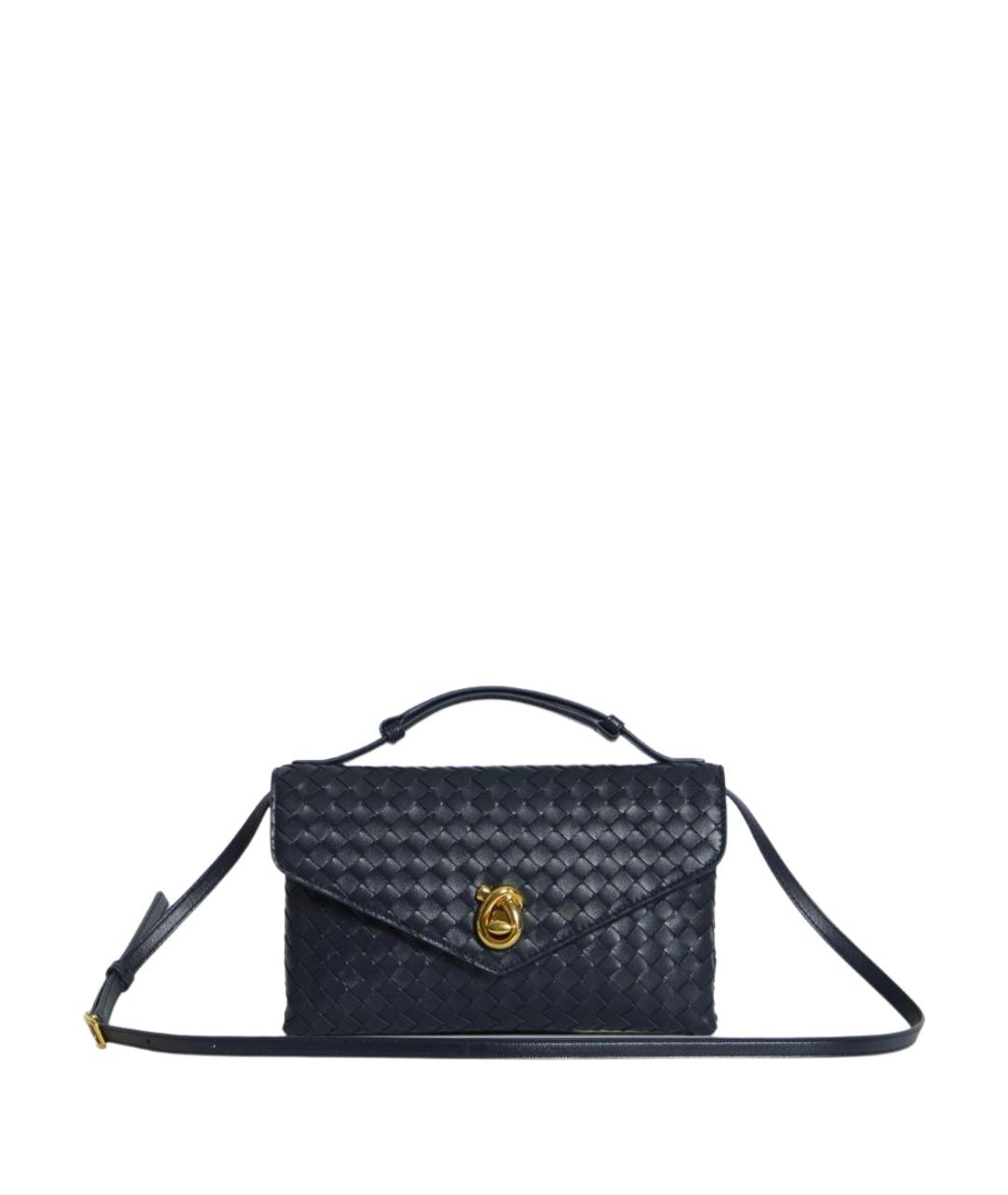 BOTTEGA VENETA Темно-синяя кожаная сумка с короткими ручками, фото 1