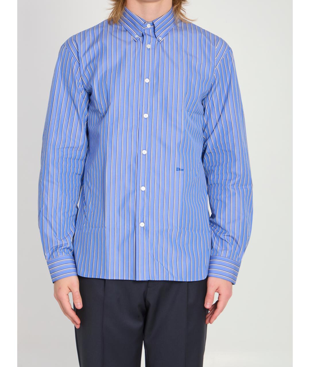 CHRISTIAN DIOR Синяя хлопковая классическая рубашка, фото 5