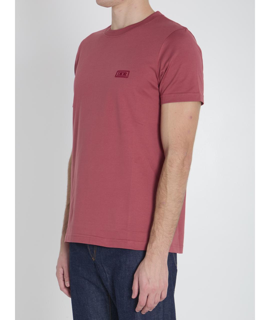 CHRISTIAN DIOR Розовая хлопковая футболка, фото 2