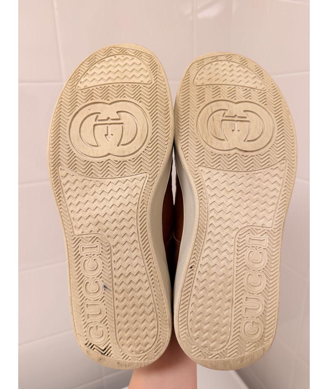 GUCCI Коричневые кожаные кроссовки, фото 5