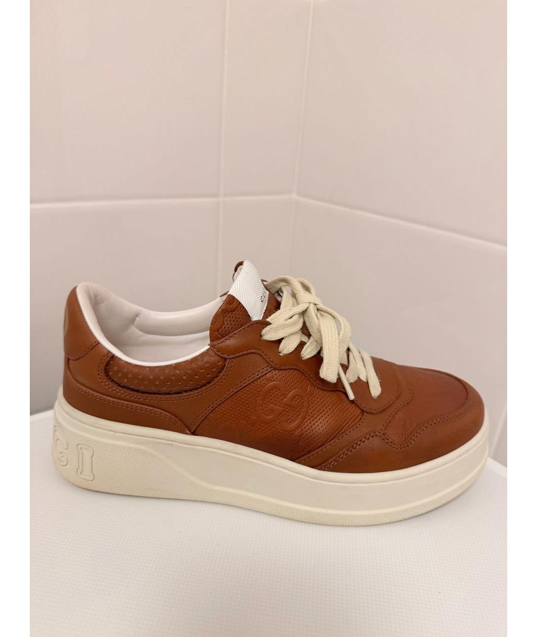 GUCCI Коричневые кожаные кроссовки, фото 8