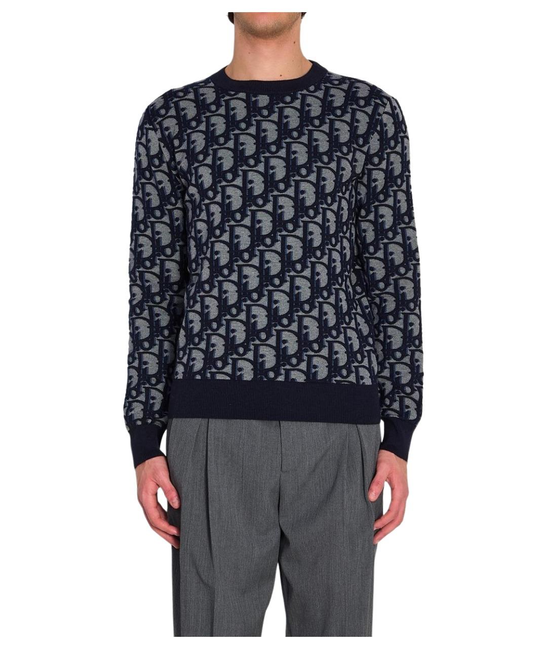 CHRISTIAN DIOR Синий хлопковый джемпер / свитер, фото 1