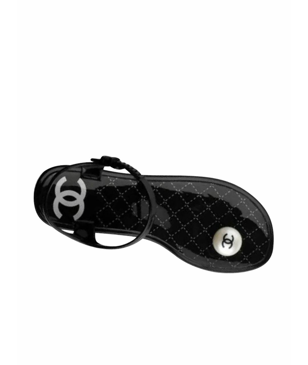 CHANEL Черные резиновые сандалии, фото 1