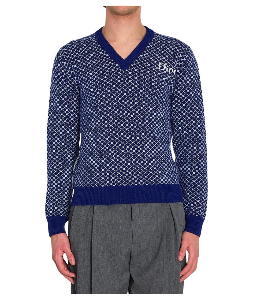 CHRISTIAN DIOR Синий шерстяной джемпер / свитер, фото 1