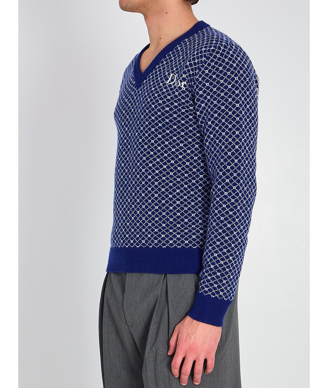 CHRISTIAN DIOR Синий шерстяной джемпер / свитер, фото 2