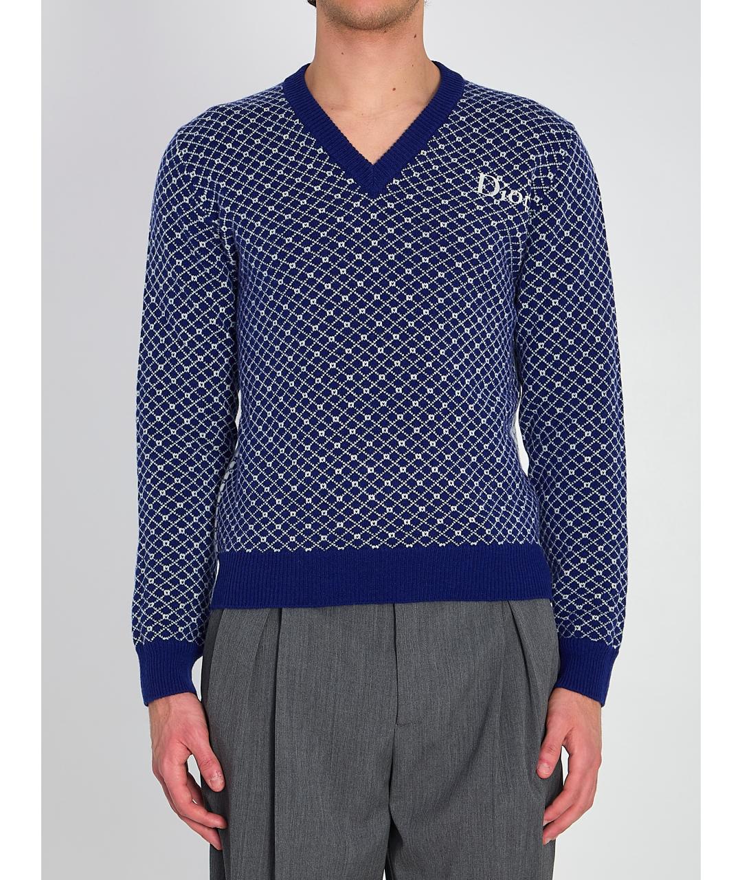 CHRISTIAN DIOR Синий шерстяной джемпер / свитер, фото 5
