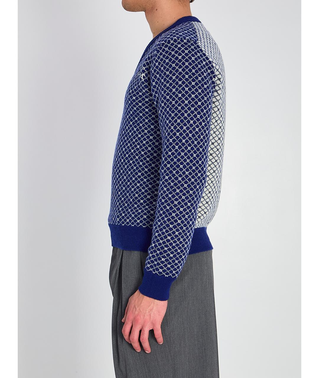 CHRISTIAN DIOR Синий шерстяной джемпер / свитер, фото 3