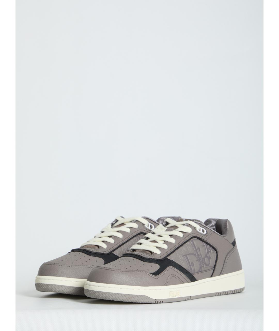 CHRISTIAN DIOR Серые кожаные низкие кроссовки / кеды, фото 2