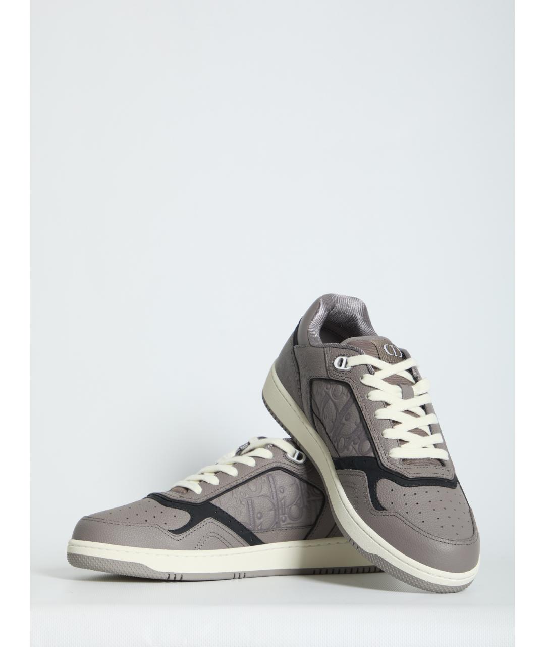 CHRISTIAN DIOR Серые кожаные низкие кроссовки / кеды, фото 5