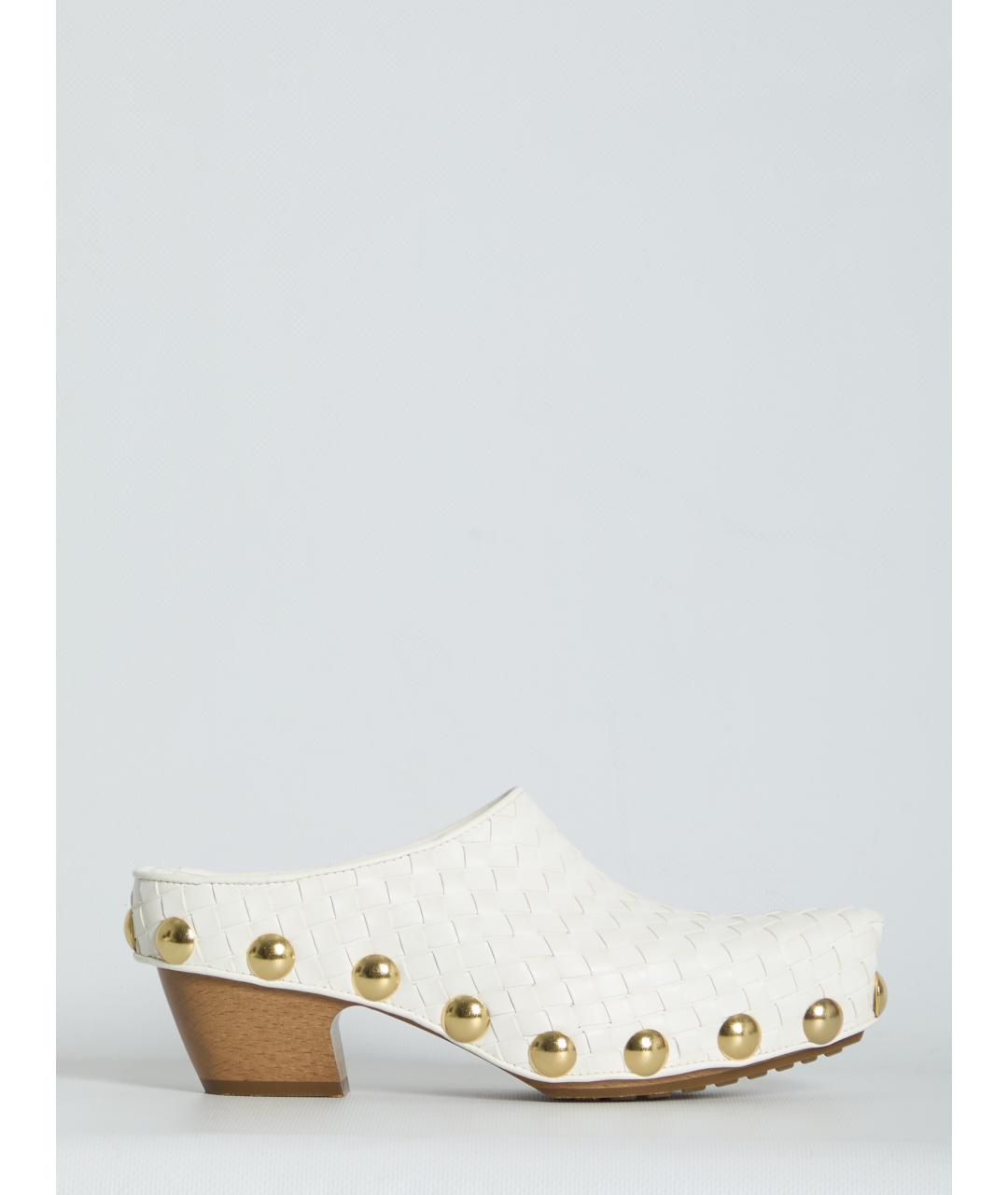 BOTTEGA VENETA Белые кожаные мюли, фото 6