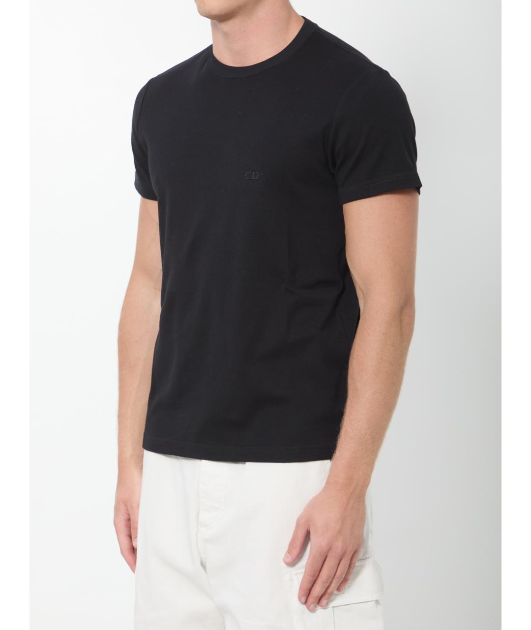 CHRISTIAN DIOR Черная хлопковая футболка, фото 2