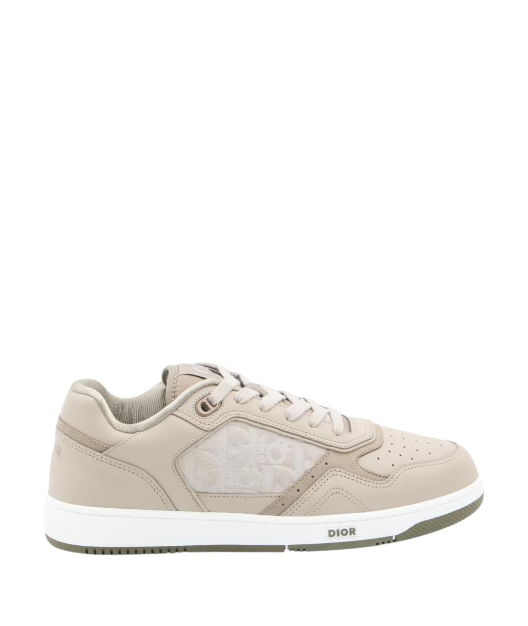 CHRISTIAN DIOR Бежевые кожаные низкие кроссовки / кеды, фото 1