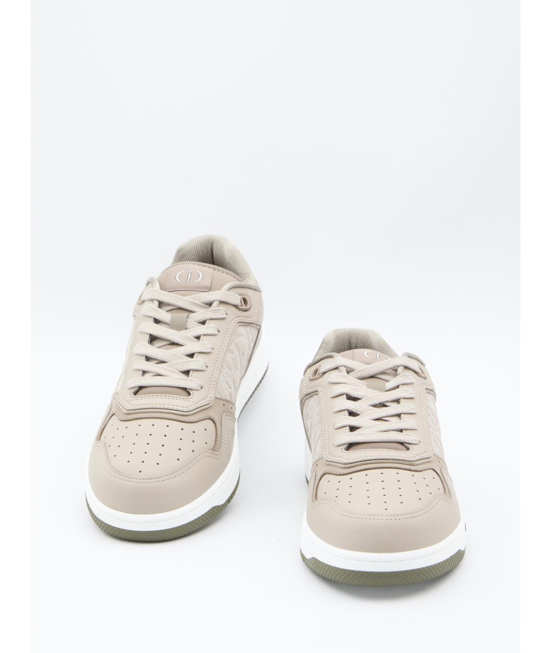 CHRISTIAN DIOR Бежевые кожаные низкие кроссовки / кеды, фото 5