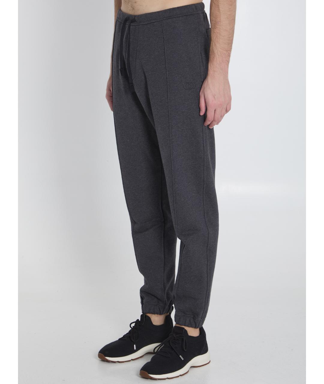 CHRISTIAN DIOR Антрацитовые хлопковые повседневные брюки, фото 2