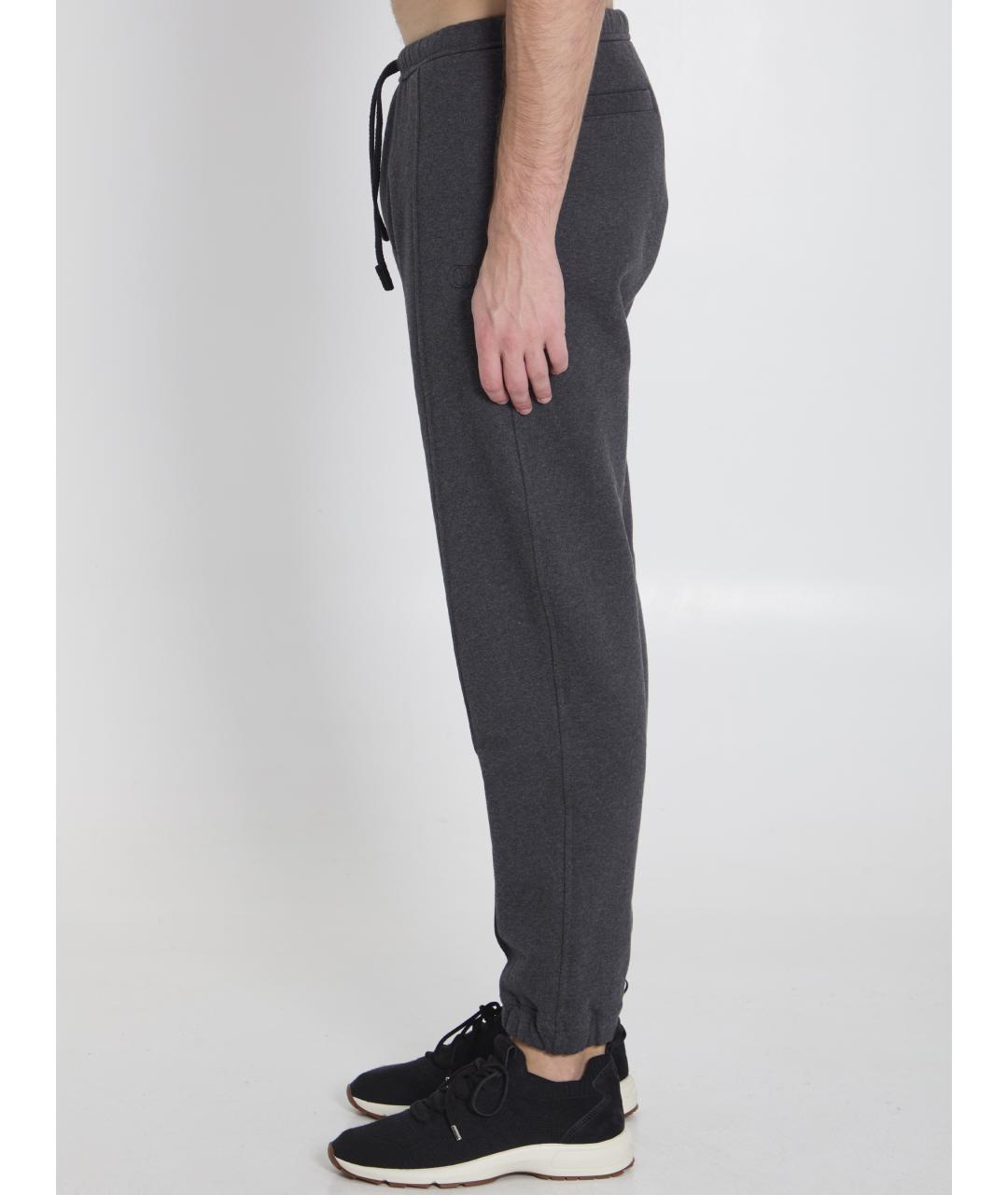 CHRISTIAN DIOR Антрацитовые хлопковые повседневные брюки, фото 3