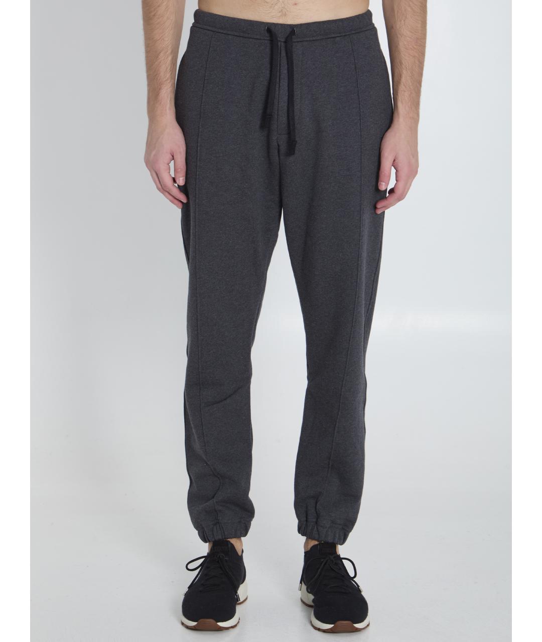 CHRISTIAN DIOR Антрацитовые хлопковые повседневные брюки, фото 5