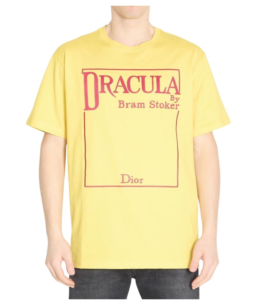 CHRISTIAN DIOR Желтая хлопковая футболка, фото 1