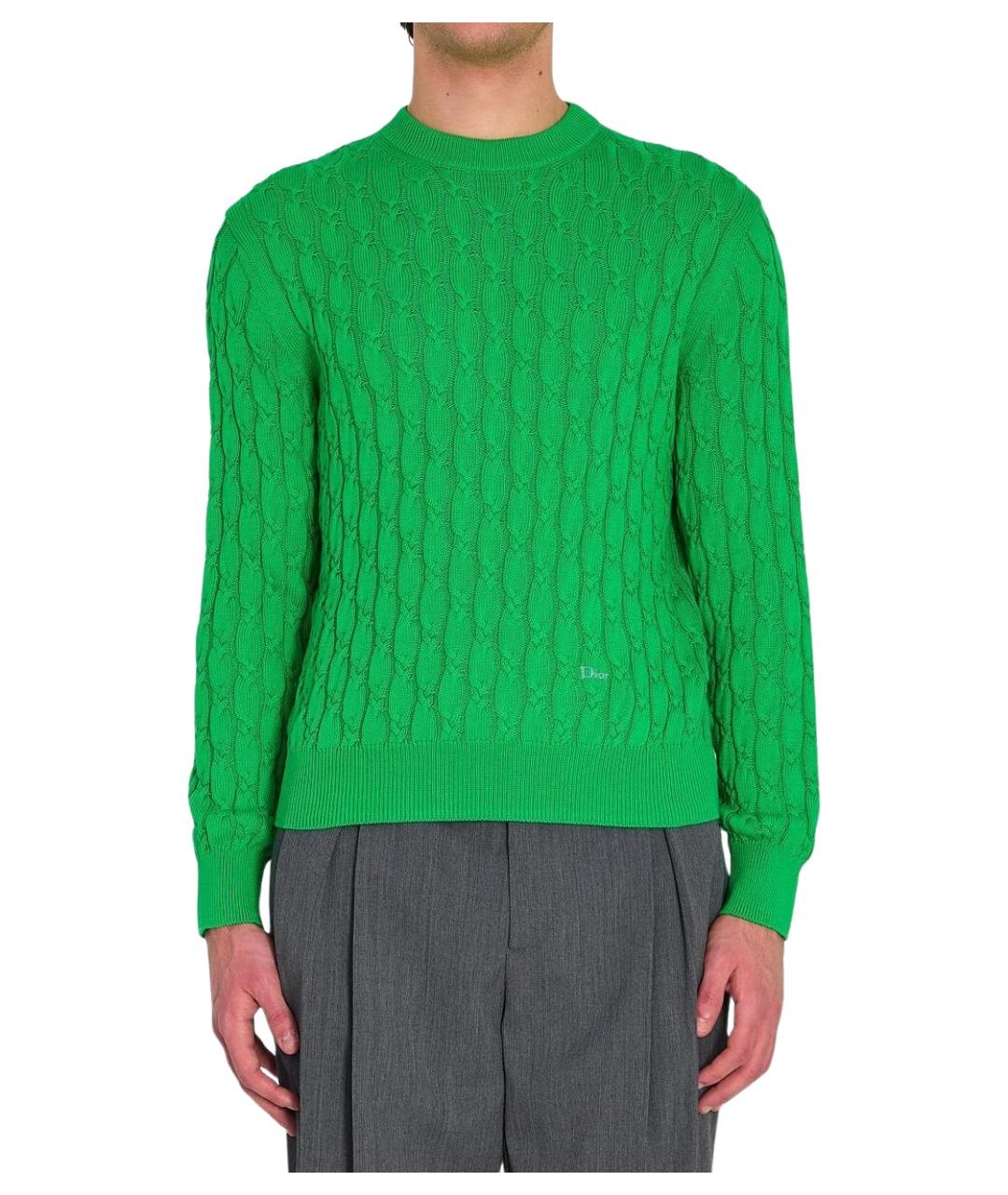 CHRISTIAN DIOR Зеленый хлопковый джемпер / свитер, фото 1