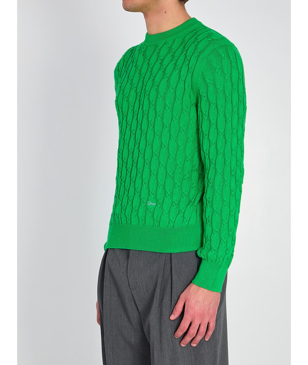 CHRISTIAN DIOR Зеленый хлопковый джемпер / свитер, фото 2