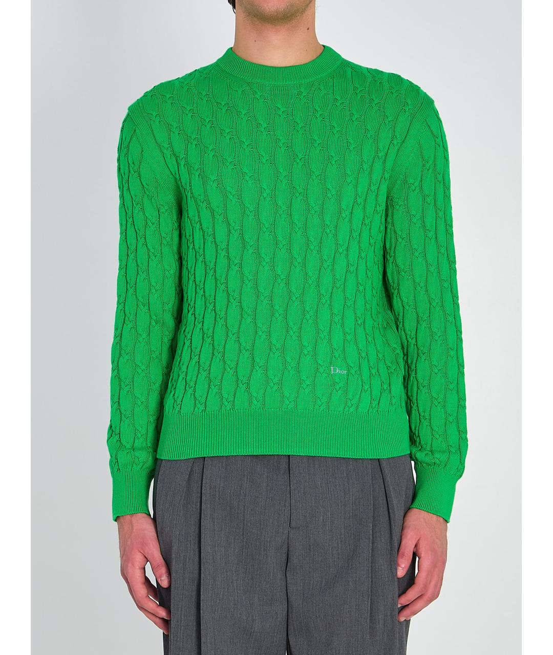 CHRISTIAN DIOR Зеленый хлопковый джемпер / свитер, фото 6