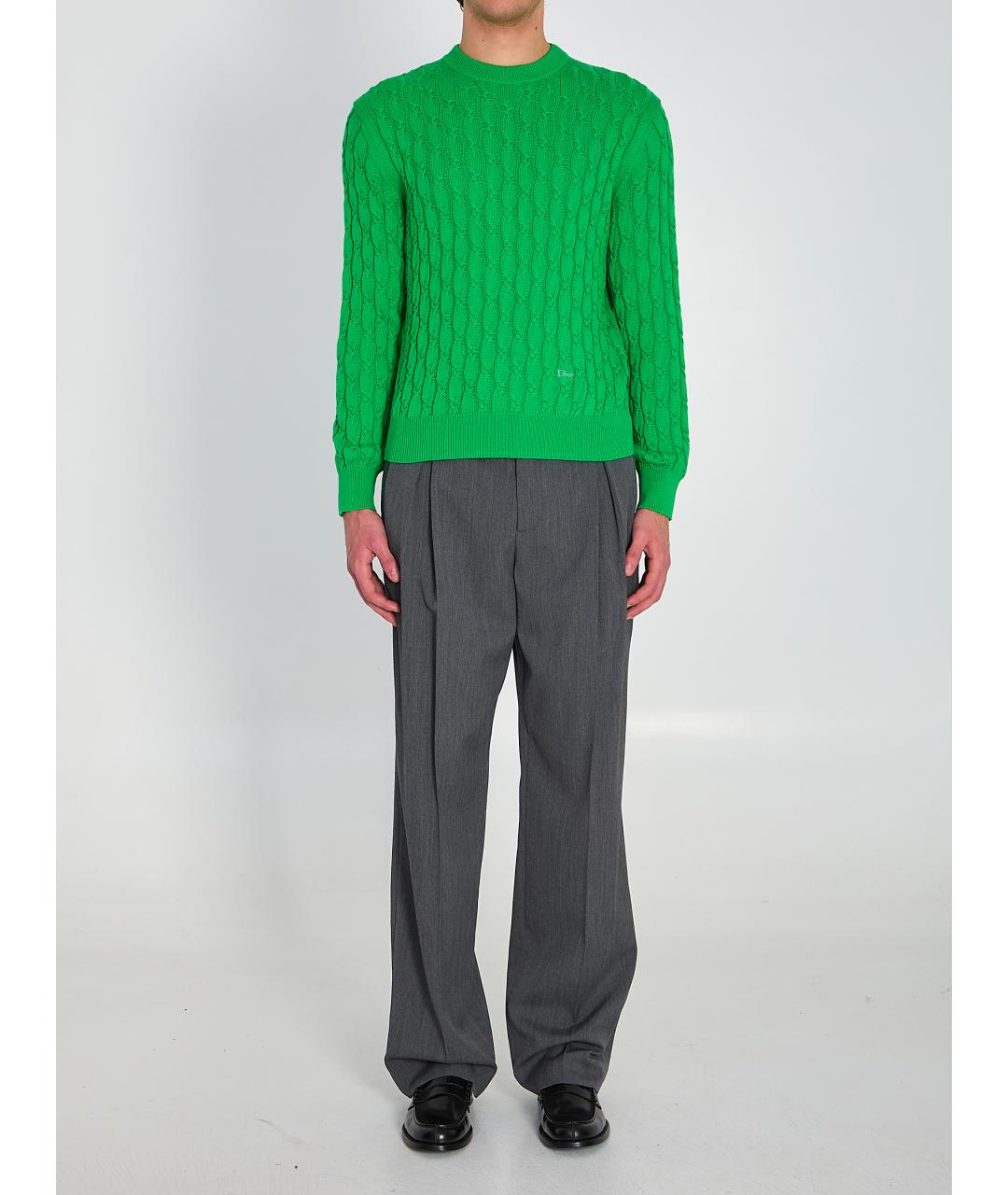 CHRISTIAN DIOR Зеленый хлопковый джемпер / свитер, фото 5
