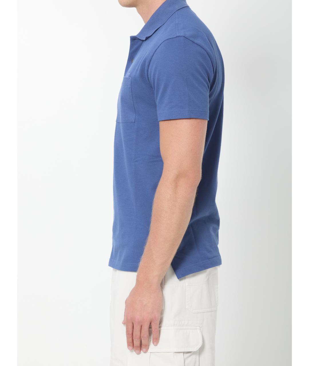 CHRISTIAN DIOR Синее хлопковое поло с коротким рукавом, фото 3