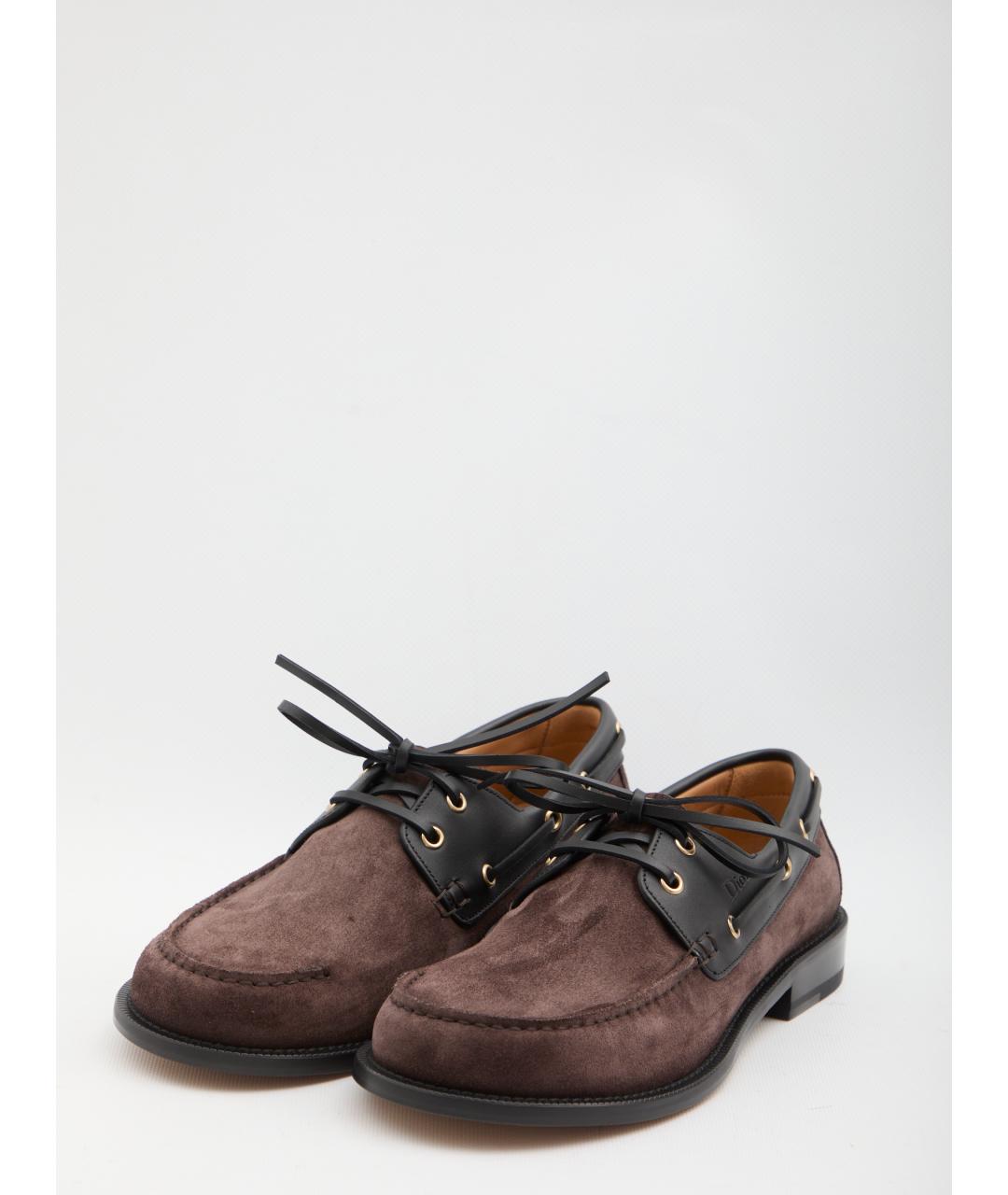 CHRISTIAN DIOR Коричневые замшевые лоферы, фото 2