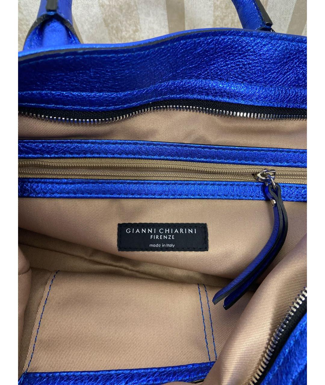 Gianni Chiarini Синяя кожаная сумка тоут, фото 4