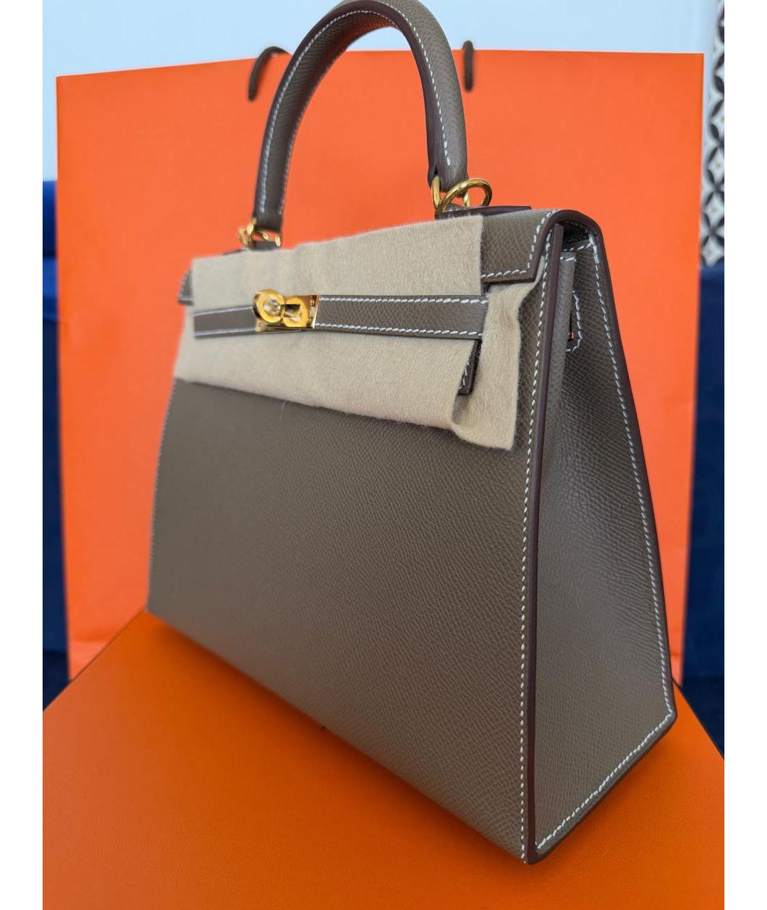 HERMES Бежевая кожаная сумка тоут, фото 4
