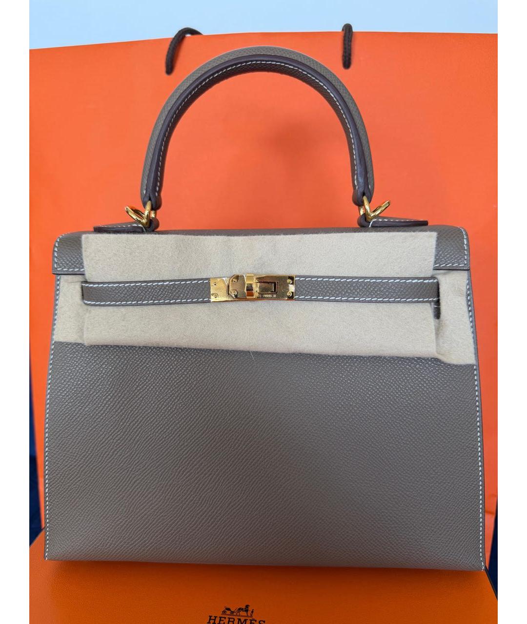 HERMES Бежевая кожаная сумка тоут, фото 5