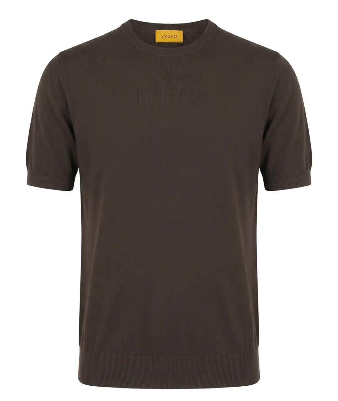 SVEVO Коричневая хлопковая футболка, фото 1