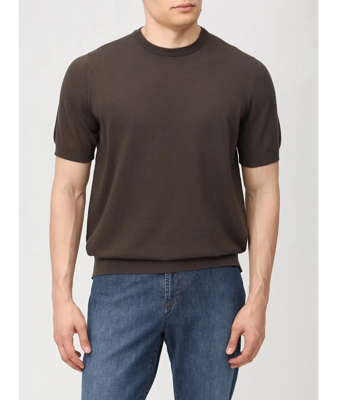 SVEVO Коричневая хлопковая футболка, фото 3