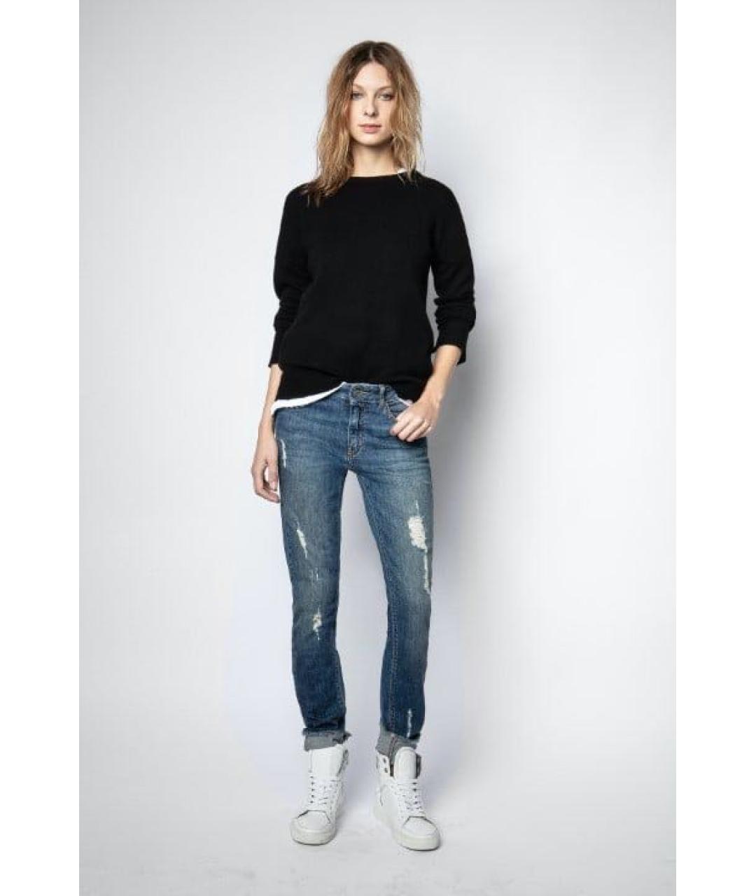 ZADIG & VOLTAIRE Синие хлопко-эластановые джинсы слим, фото 5