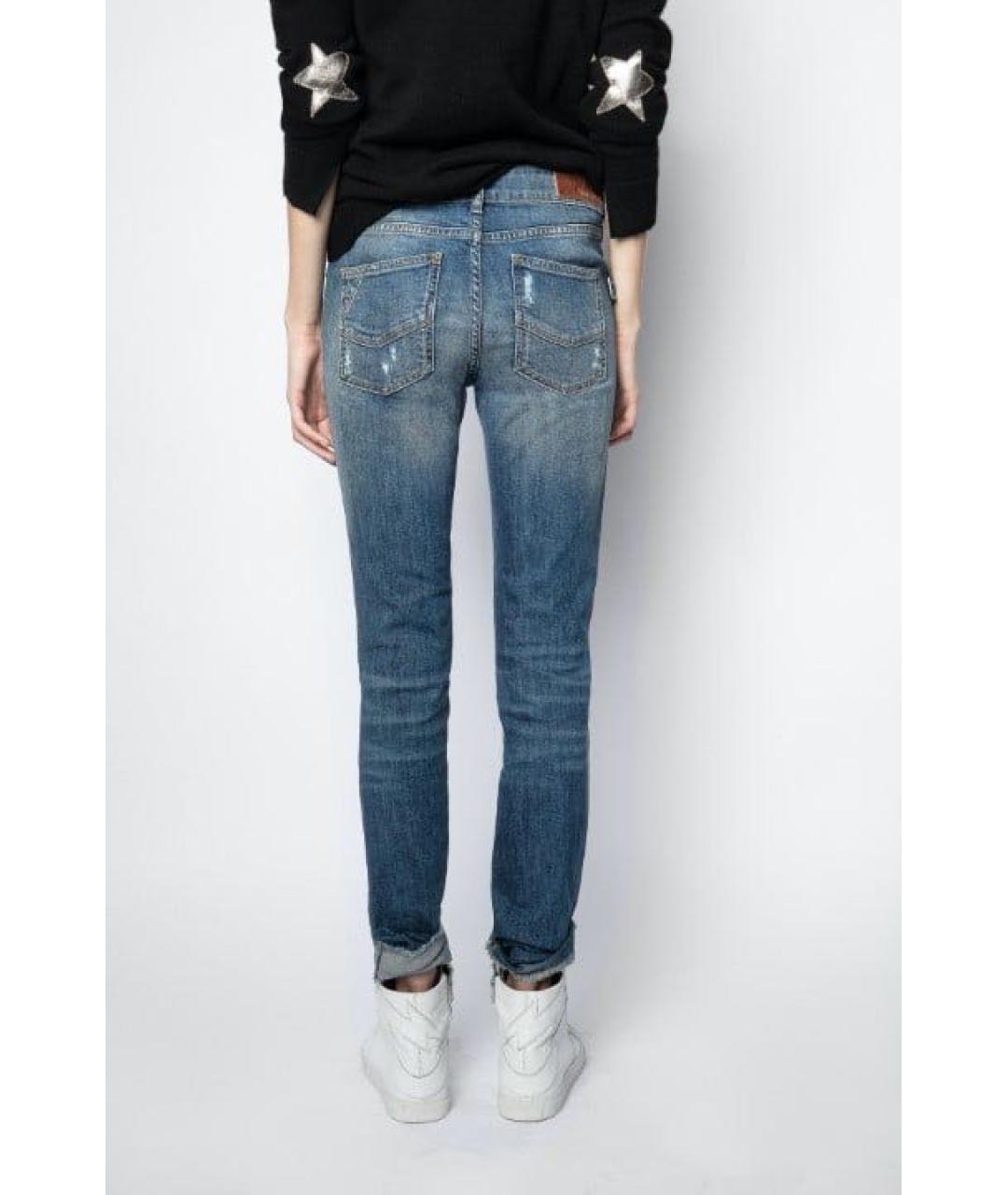 ZADIG & VOLTAIRE Синие хлопко-эластановые джинсы слим, фото 3