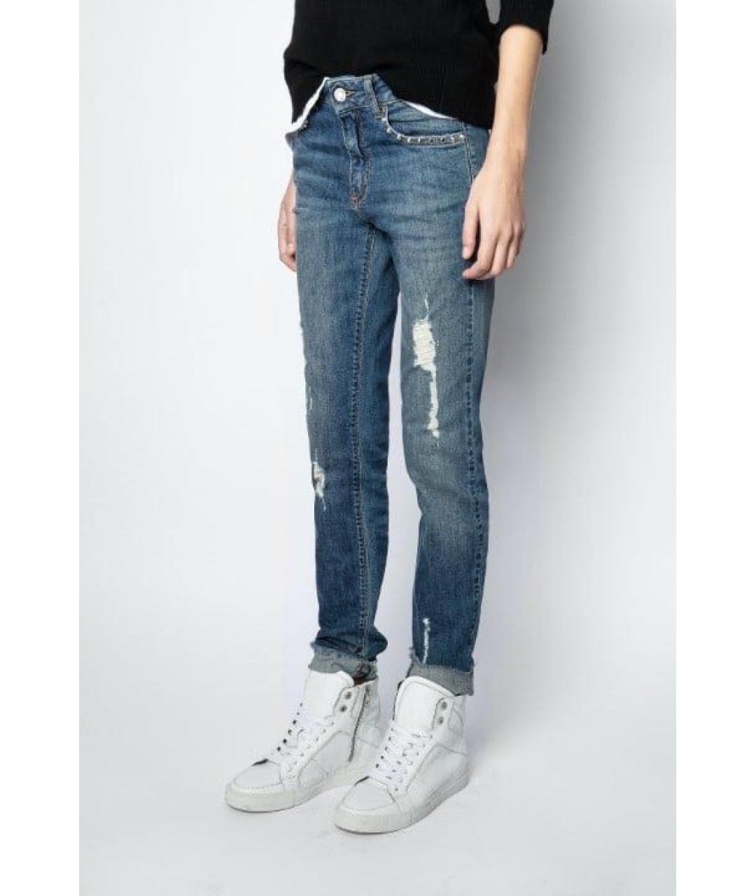 ZADIG & VOLTAIRE Синие хлопко-эластановые джинсы слим, фото 2