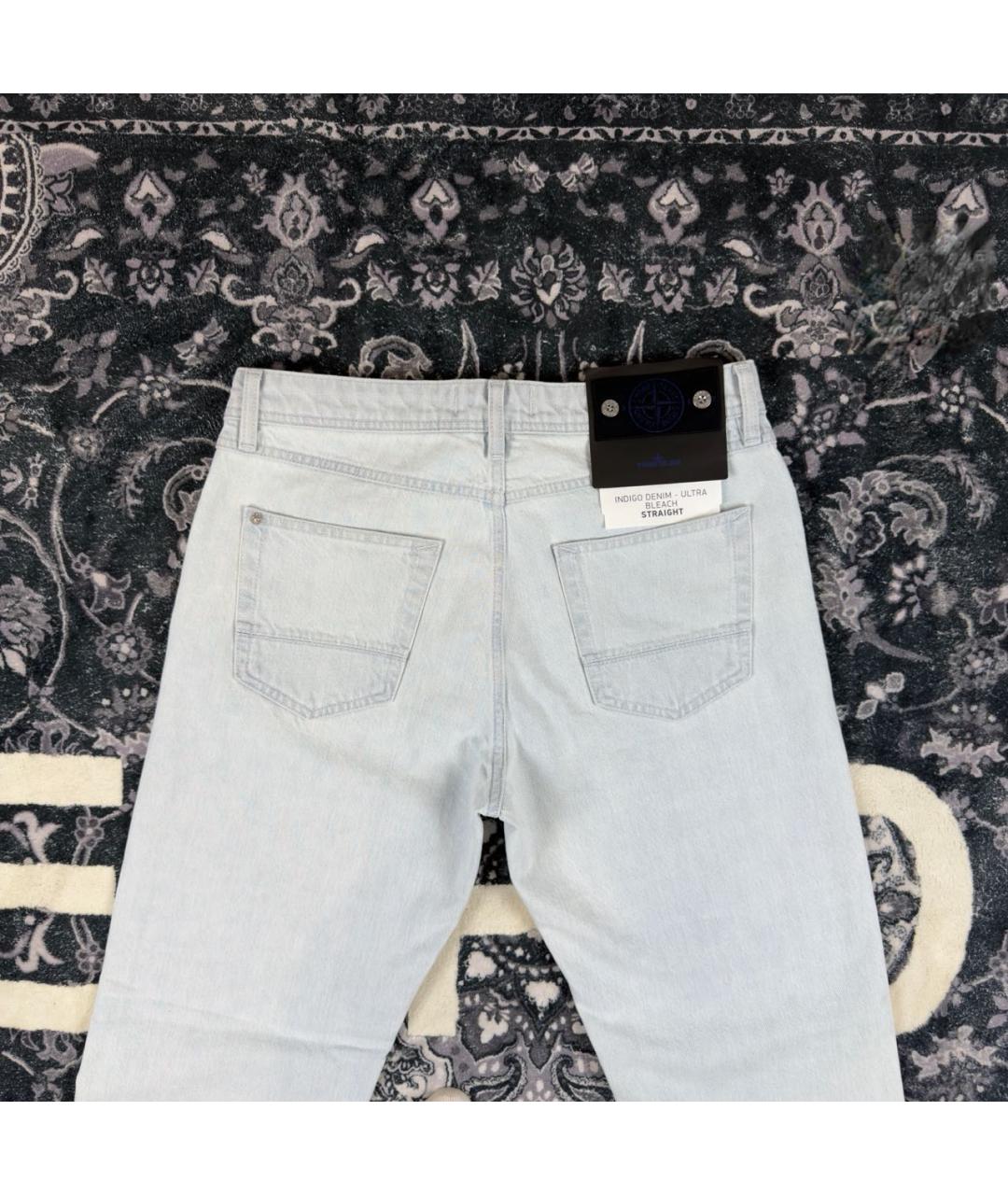STONE ISLAND Голубые хлопковые прямые джинсы, фото 2