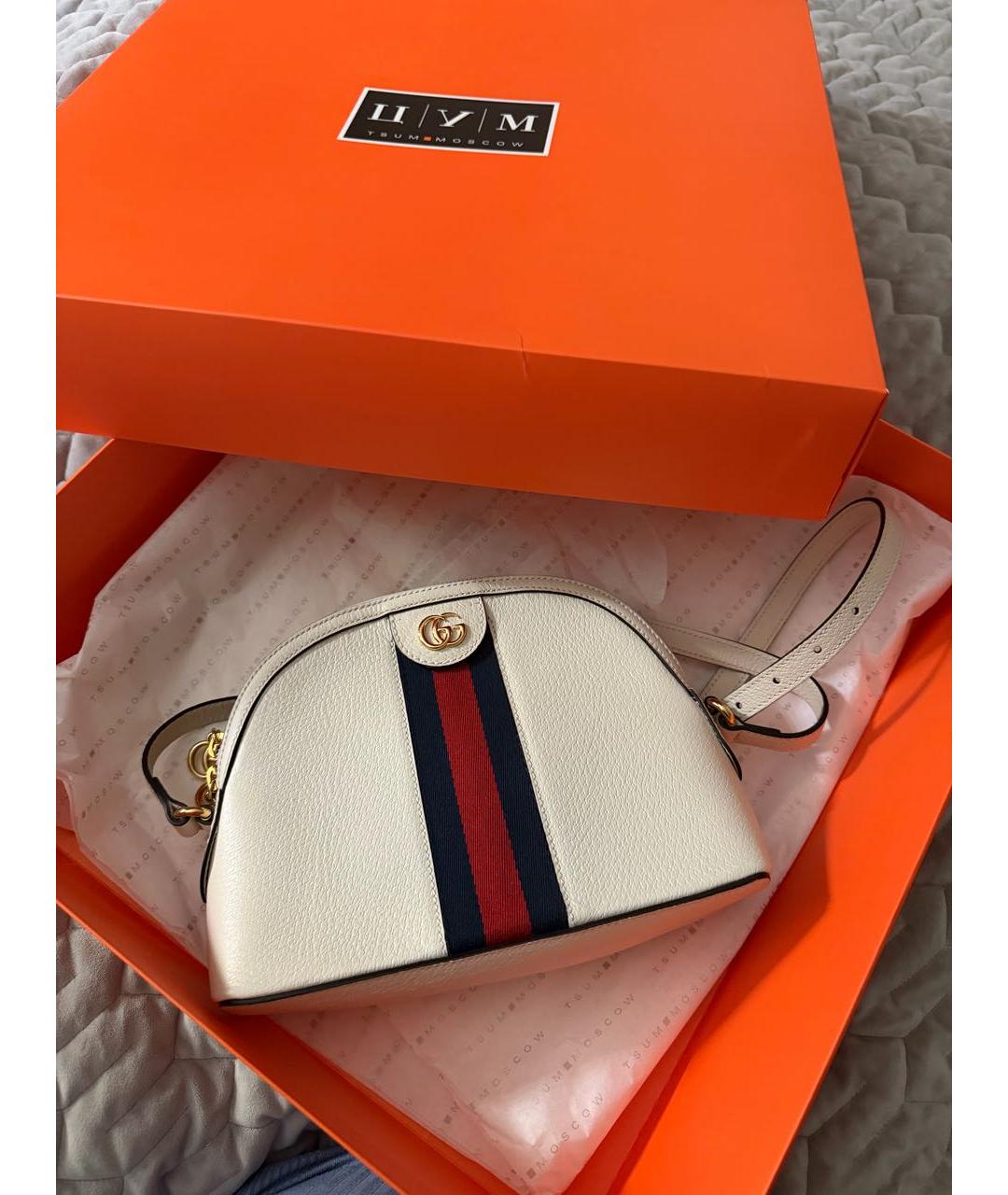 GUCCI Белая кожаная сумка через плечо, фото 7