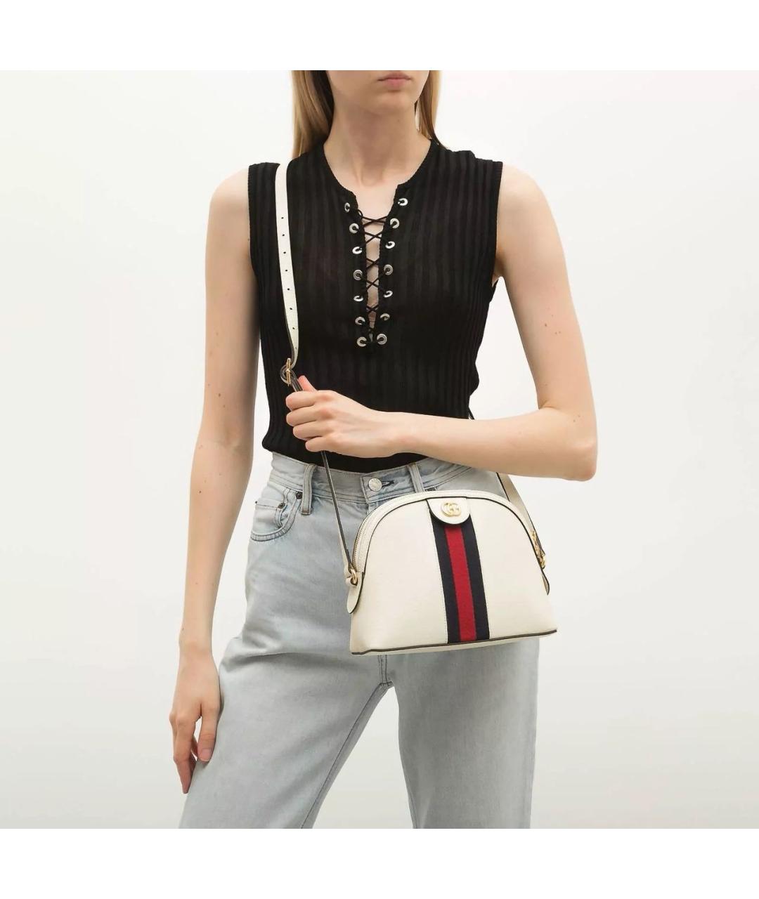 GUCCI Белая кожаная сумка через плечо, фото 4
