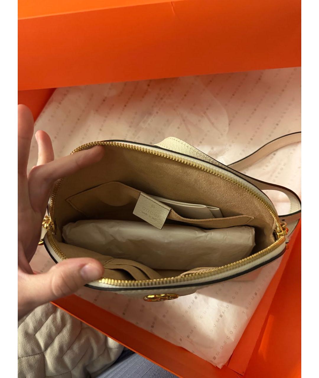 GUCCI Белая кожаная сумка через плечо, фото 3