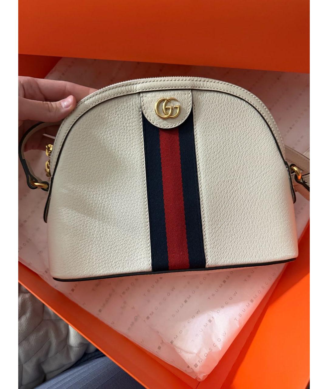 GUCCI Белая кожаная сумка через плечо, фото 2